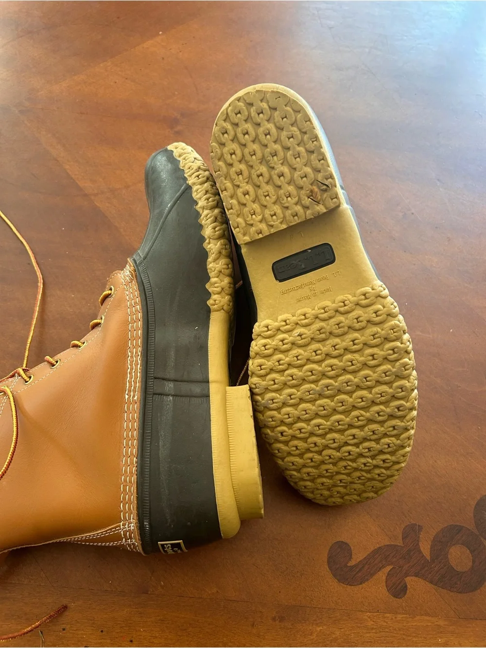 Men's LL Bean Brown Leather and Rubber Duck Boots